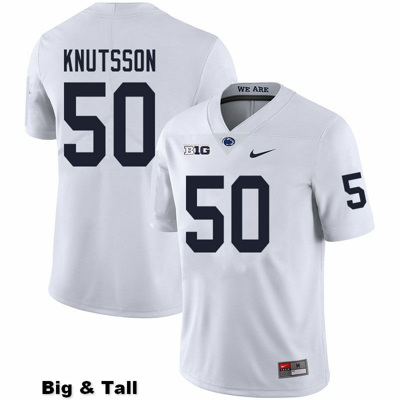 NCAA Nike Men's Penn State Nittany Lions WIll Knutsson #50 College Football Authentic Big & Tall White Stitched Jersey CFI2398IP